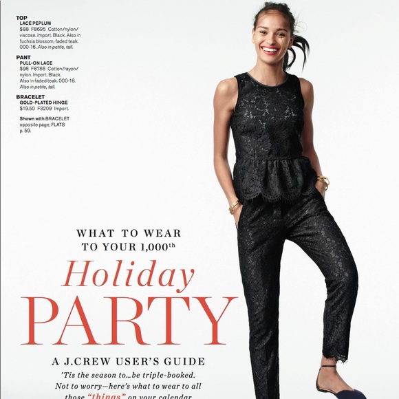 J.Crew Women Lace Blouse Peplum Top in Black - Picture 2 of 3